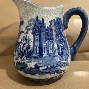 Vintage Victoria Ware Ironstone Crackled Blue Ware Pitcher circa 1960s